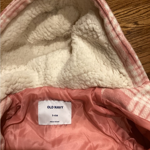 NWOT OLD NAVY GIRLS PINK & IVORY PLAID HOODED COAT SZ. 3-6 M - Picture 8 of 16